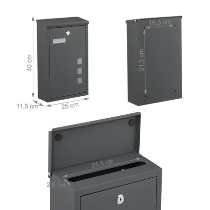 Wall-Mounted Letterbox with Viewing Windows