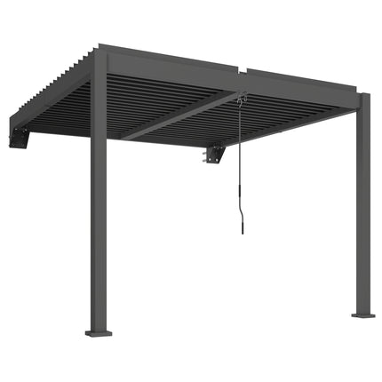 Wall-Mounted Louvered Pergola, 3x3m, Adjustable Metal Roof