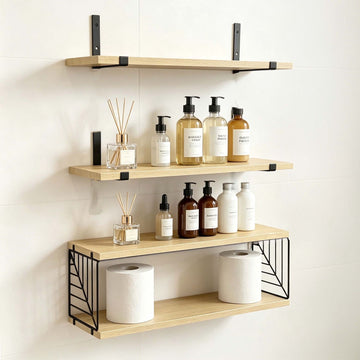 Wall-Mounted MDF Shelves Set, 3-Piece, Various Sizes