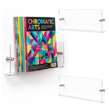 Wall-Mounted Magazine Holders, Set of 3, Transparent Acrylic