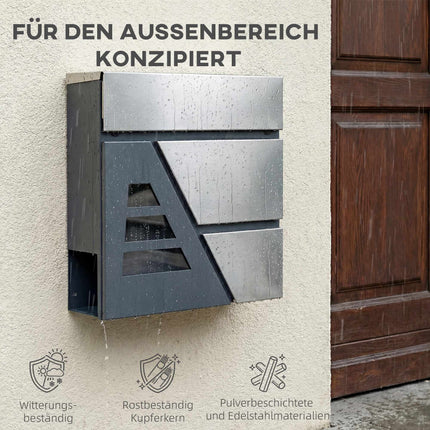 Wall-Mounted Mailbox, 13L, Quiet Close, Dark Grey
