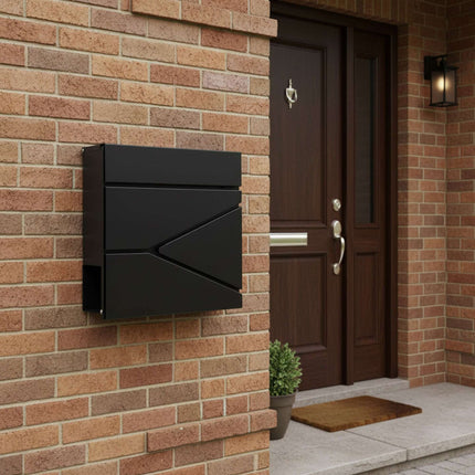 Wall-Mounted Mailbox with Newspaper Slot & Rain Canopy