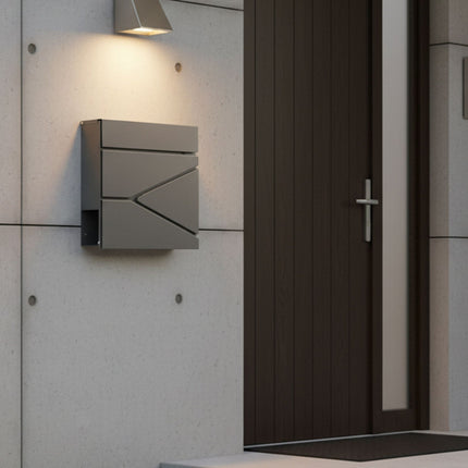 Wall-Mounted Mailbox with Newspaper Slot and Rain Canopy