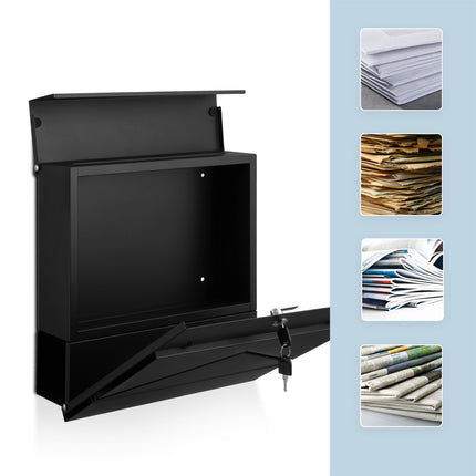 Wall-Mounted Metal Postbox with Newspaper Holder