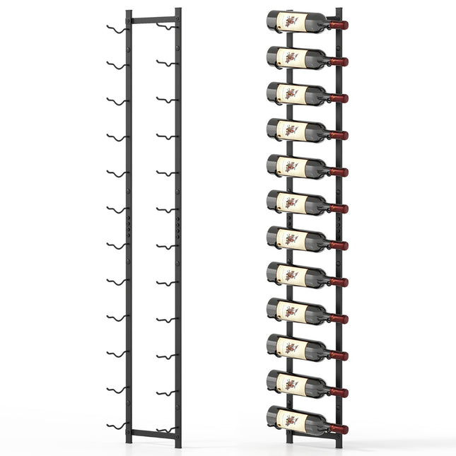 Wall-Mounted Metal Wine Rack for 12 Bottles, Black