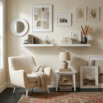 Wall-Mounted Shelf With Metal Bracket, Floating Display