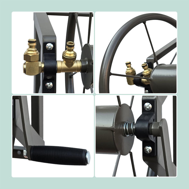 Wall-Mounted Stainless Steel Hose Reel with Adapter