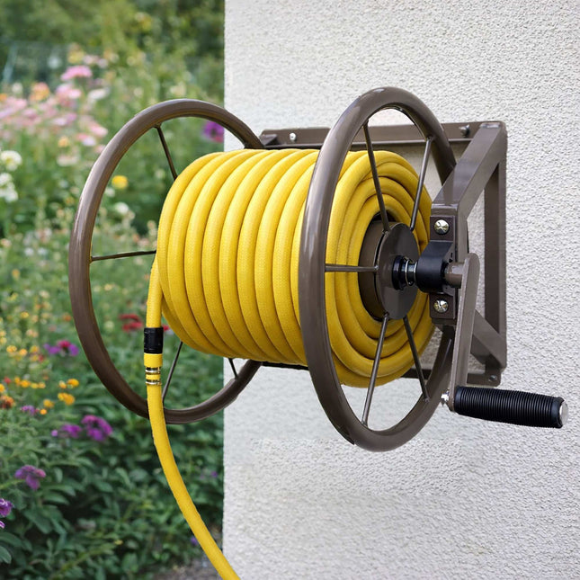 Wall-Mounted Stainless Steel Hose Reel with Adapter