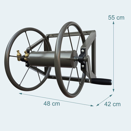 Wall-Mounted Stainless Steel Hose Reel with Adapter