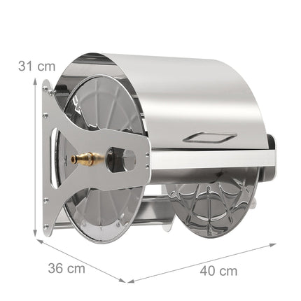 Wall-Mounted Stainless Steel Hose Reel with Crank