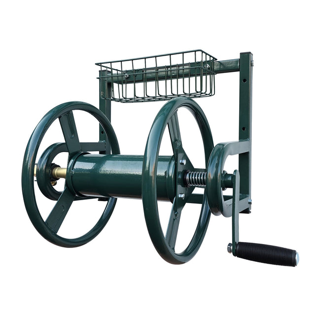 Wall-Mounted Stainless Steel Hose Reel with Crank