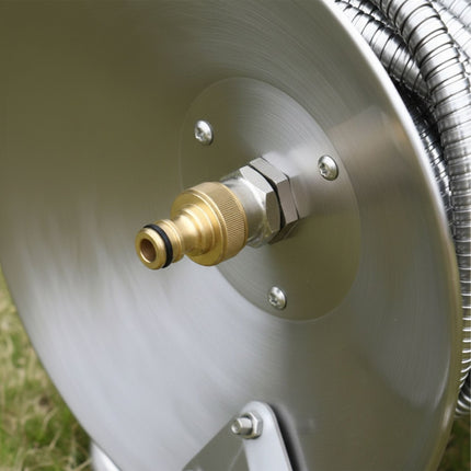 Wall-Mounted Stainless Steel Hose Reel with Crank
