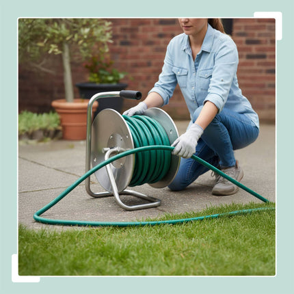 Wall-Mounted Stainless Steel Hose Reel with Crank