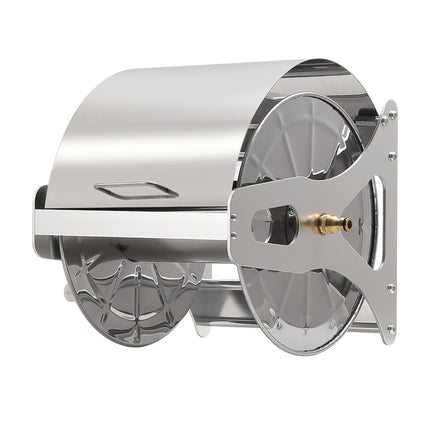 Wall-Mounted Stainless Steel Hose Reel with Crank