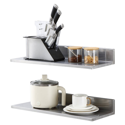 Wall-Mounted Stainless Steel Shelf with Backsplash, 20 kg