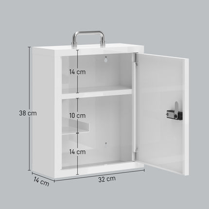 Wall-Mounted Steel Medicine Cabinet with Combination Lock, White