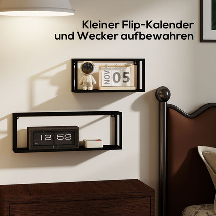 Wall-Mounted Steel Shelves Set, Black, 15 kg Capacity