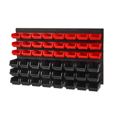 Wall-Mounted Storage Bins Organizer, 48-Bin Rack, PP Plastic