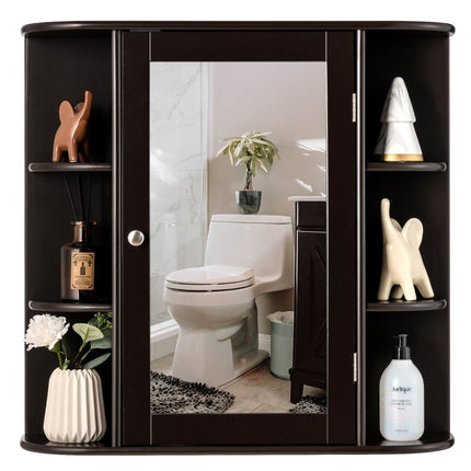 Wall Mounted Storage Cabinet Multipurpose Bathroom Medicine Cabinet 66 x 16.7 x 63 cm Brown