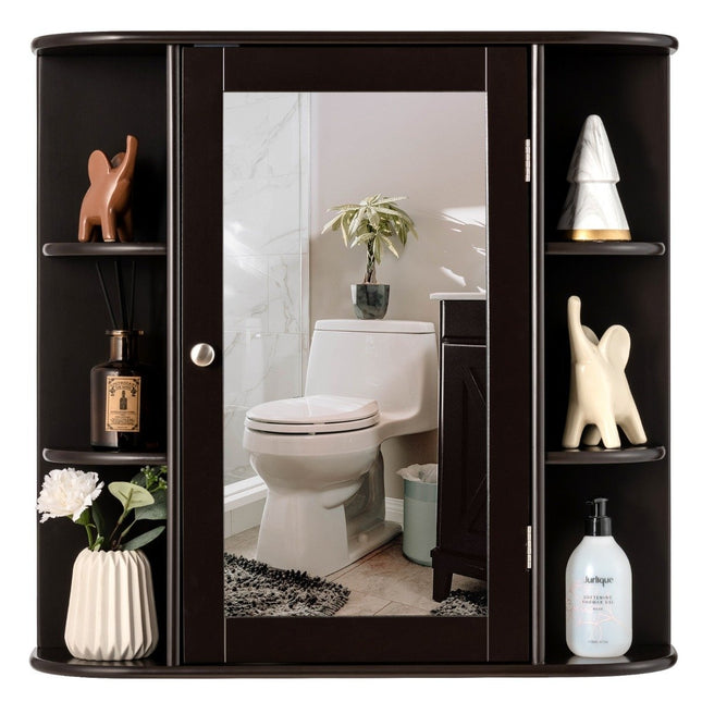 Wall Mounted Storage Cabinet Multipurpose Bathroom Medicine Cabinet 66 x 16.7 x 63 cm Brown