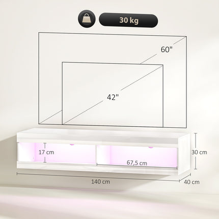 Wall-Mounted TV Stand with RGB LED for 55-60 Inch TVs