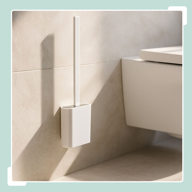 Wandgemonteerde toiletborstelset met houder
