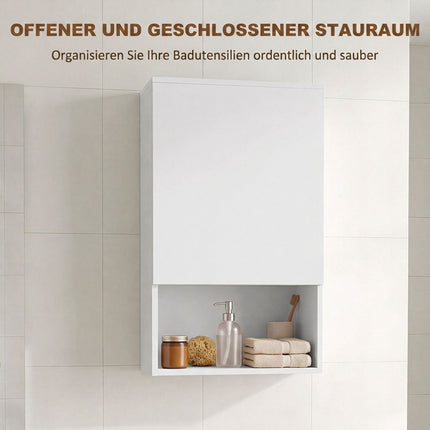 Wall-Mounted White Bathroom Cabinet with Adjustable Shelves