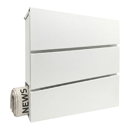 Wall-Mounted White Letterbox with Magazine Holder