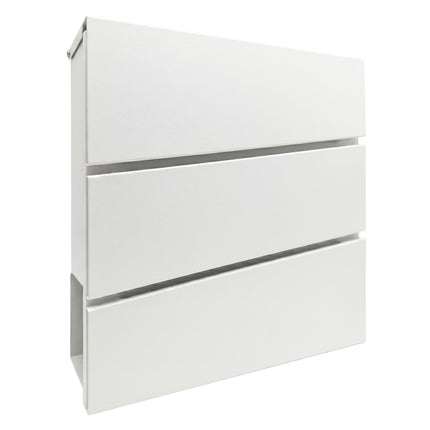 Wall-Mounted White Letterbox with Magazine Holder