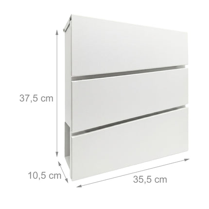 Wall-Mounted White Letterbox with Magazine Holder