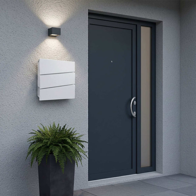 Wall-Mounted White Letterbox with Magazine Holder