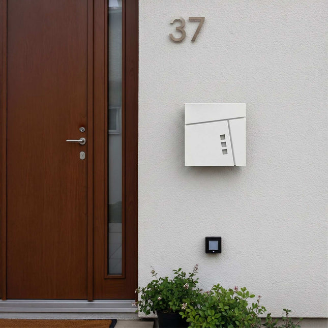 Wall-Mounted White Mailbox with Newspaper Holder
