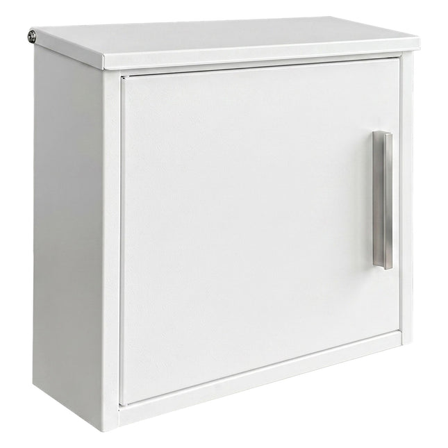 Wall-Mounted White Metal Mailbox with Lock