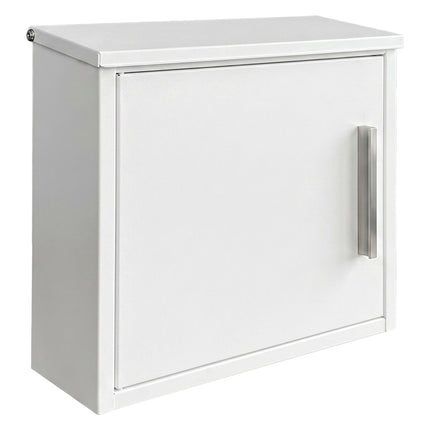 Wall-Mounted White Metal Mailbox with Lock