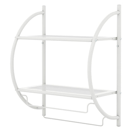 Wall-Mounted White Metal Towel Rack with Shelves, 45x25.5x55 cm