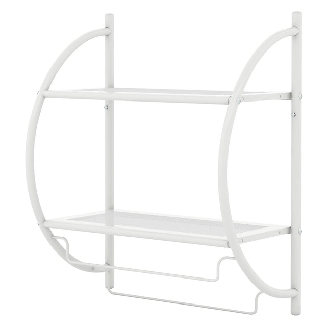 Wall-Mounted White Metal Towel Rack with Shelves, 45x25.5x55 cm