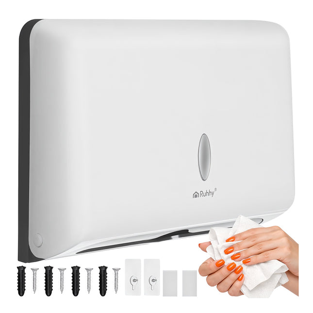 Wall-Mounted White Paper Towel Dispenser, ABS, 27cm