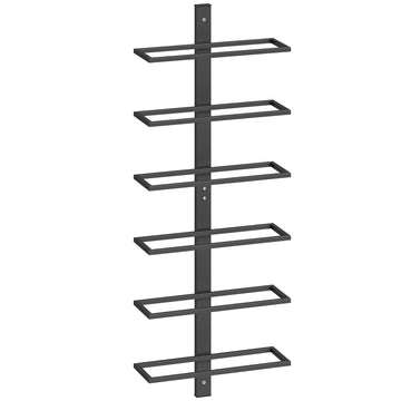 Wall-Mounted Wine Rack, 6-Bottle, Black Steel