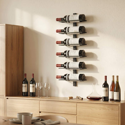 Wall-Mounted Wine Rack, 6-Bottle, Black Steel