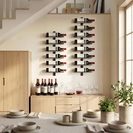 Wall-Mounted Wine Rack, 8-Bottle, Black Steel Tube