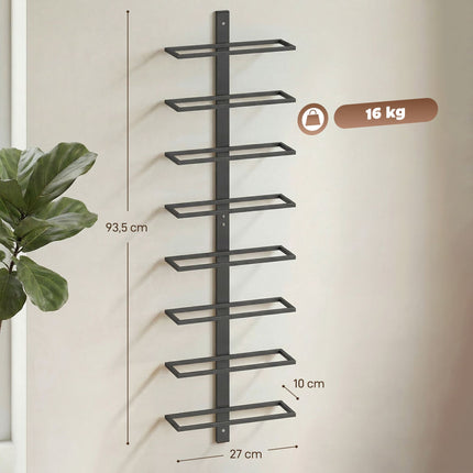 Wall-Mounted Wine Rack, 8-Bottle, Black Steel Tube