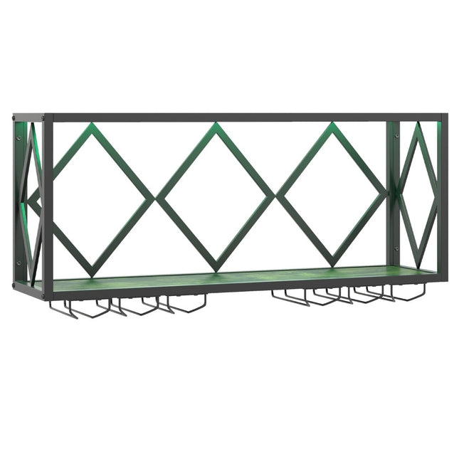 Wall-Mounted Wine Rack with LED & Glass Holders