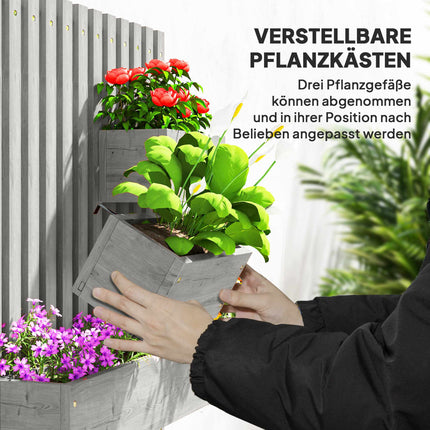 Wall-Mounted Wooden Planter Set, Adjustable, 60x16x80 cm