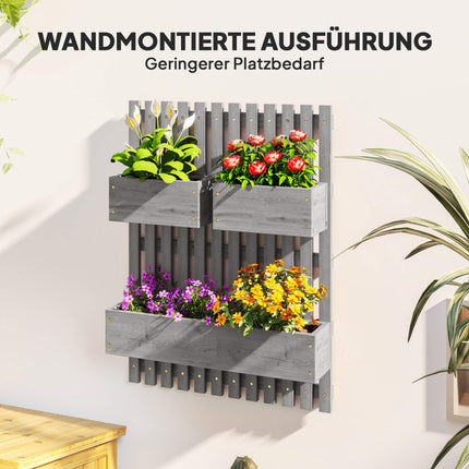 Wall-Mounted Wooden Planter Set, Adjustable, 60x16x80 cm