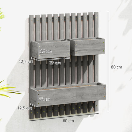 Wall-Mounted Wooden Planter Set, Adjustable, 60x16x80 cm