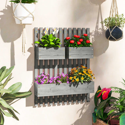 Wall-Mounted Wooden Planter Set, Adjustable, 60x16x80 cm