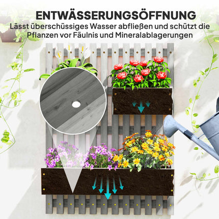 Wall-Mounted Wooden Planter Set, Adjustable, 60x16x80 cm