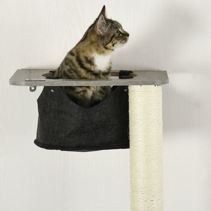 Cat tree with hammock, platforms and scratching post, 185 cm - grey/cream