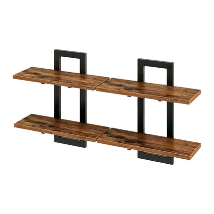 Wall Shelf Set of 2, MDF & Iron – Brown