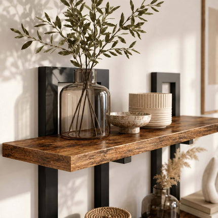Wall Shelf Set of 2, MDF & Iron – Brown